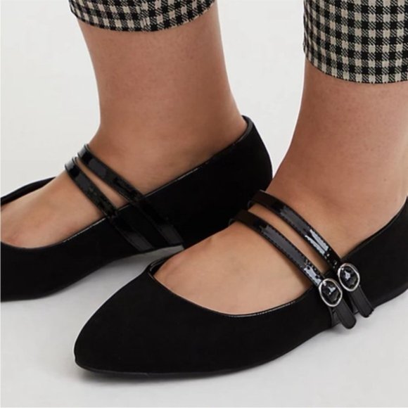 Torrid Women’s size 8.5 WW Double Strap Mary Jane Flat Faux Suede Black - Picture 2 of 9